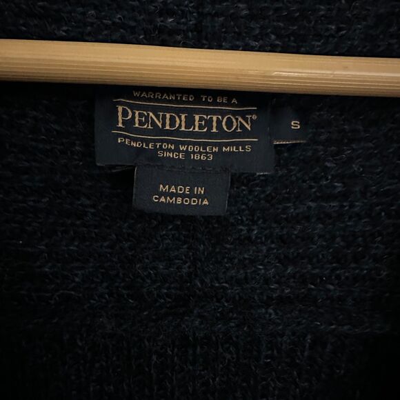 Pendleton Navy Blue 100% Shetland Wool Button Up V-Neck Cardigan Size S - Picture 7 of 7